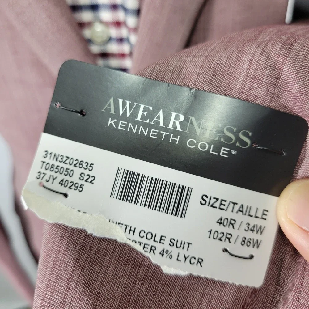 Kenneth Cole Awearness Mens Sport Coat Blazer Two Button Plum Wool Blend 40R NEW